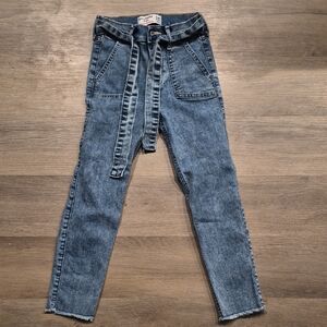 Abercrombie Kids Belted High Rise Ankle Skinny Jeans
